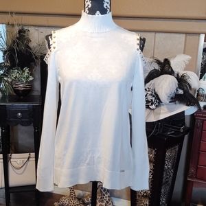 Michael kors cold shoulder white sweater